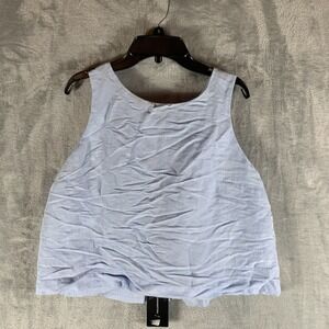 French Connection Womens Top 10 Birdie Linen Swing Blue Sleeveless Open Tie Back